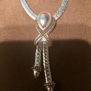 Silver plated serpentine choker with with gold